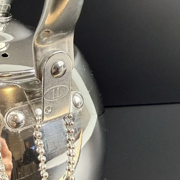 Potobelo Italia Stainless Steel Teapot Kettle 1L 1Qt Mirror Finish Chain Lid - Picture 7 of 10